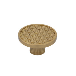 Cabinet Handle Solid Brass Brushed finish 50mm Knob with Textured Face – Zella