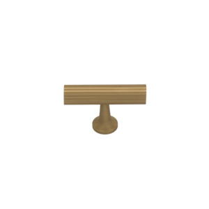 Thorndon 50mm Solid Brass Grooved T Handle - Brushed Brass Finish