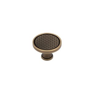 Langford 38mm Solid Brass Knob with Decorative Inlay - Antique Brass Finish
