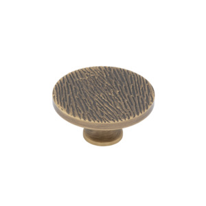 Astra 50mm Round Solid Brass Textured Knob - Antique Brass Finish