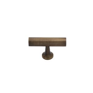 Thorndon 50mm Solid Brass Grooved T Handle - Antique Brass Finish