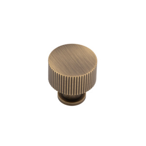 Thorndon 35mm Solid Brass Grooved Knob - Antique Brass Finish