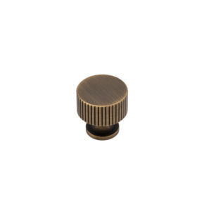 Thorndon 28mm Solid Brass Grooved Knob -  Antique Brass Finish