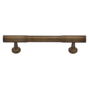 Thorndon 96mm Solid Brass Grooved Pull Handle - Antique Brass Finish