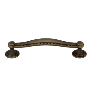 Winslow 128mm Solid Brass Pull Handle with Studded Detail - Antique Brass Finish