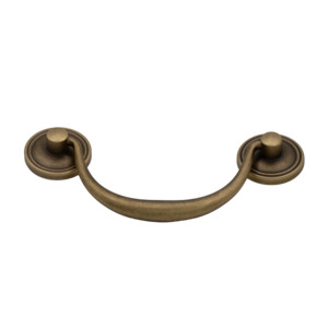 Ashmere 124mm Solid Brass Pivoting Bail Pull Handle - Antique Brass Finish
