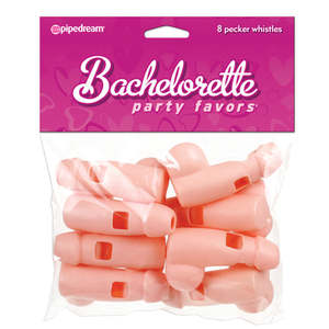 Bachelorette Party Pecker Whistles 8pc - Flesh