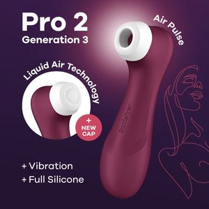 Female Sex Toys: Satisfyer Pro 2 Generation 3 Rechargeable Clitoral Stimulator + Vibration - Wine Red
