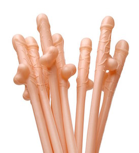 Extras: Penis Sipping Straws 10pk - Flesh