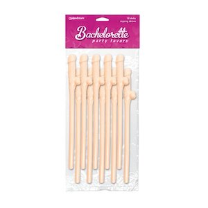 Bachelorette Party Pecker Straws 10pk - Flesh