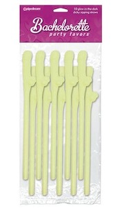 Extras: Bachelorette Party 10 Glow In The Dark Pecker Straws