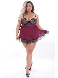 Baby Dolls: Baby Dolls STM-11205X-Wine-3X/4X