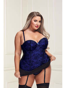 Baci Bustier and Gstring Blue 3X/4X