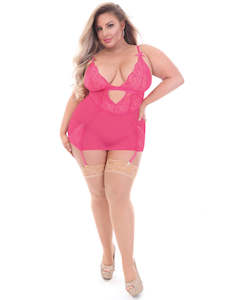 Chemise Sets: Chemise Sets STM-11209XP-Pink-O/S Queen