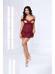 Femme Fatale Babydoll Set STM-10972 Wine S