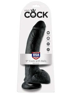 Classic Dildos: King Cock 9inch Cock with Balls - Black