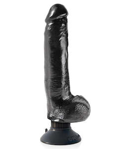 King Cock 9Inch Vibrating Dildo with Balls - Black