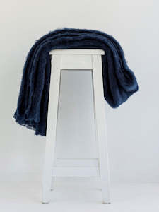 Navy Mohair Throw