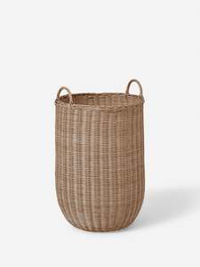Bathroom Storage: Round Rattan Laundry Basket