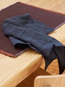 Kitchen Dining Textiles: Blue Black Linen Napkin
