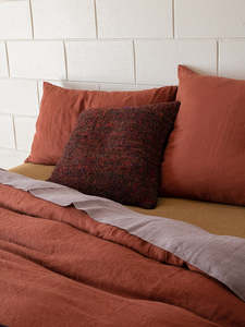 Pillowcases: Brick Linen Pillowcase Pair