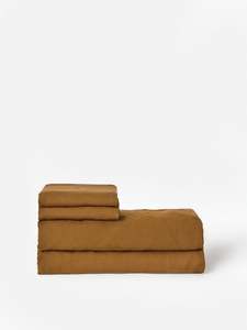 Ochre Linen Fitted Sheet
