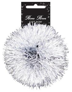 Greeting Cards: BOW POM POM METALLIC SILVER