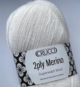 Crucci Superwash Merino Wool: Crucci 2 Ply Merino Superwash 50 gm 1 White