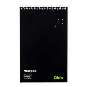 Office Stationary: Okin Spiral Notepad 127x204mm Soft Cover 100 pg