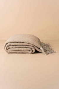 Homewares: Merino Wool Throw | Latte/ Grey