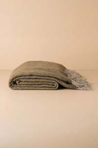 Homewares: Merino Wool Throw | Olive/ Grey