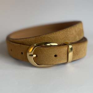 Suede Belt | Camel | Gold Buckle