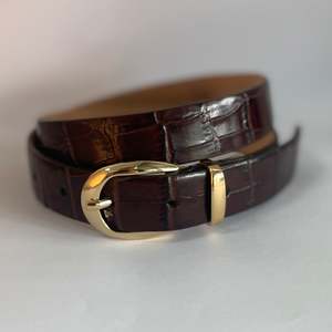 Fashion: Croc Belt | Choc | Gold Buckle