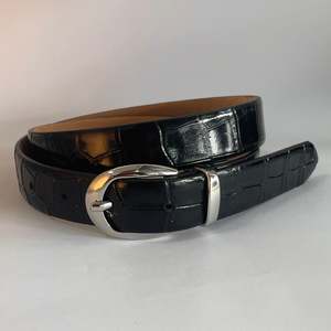 Fashion: Croc Belt | Black | Silver Buckle