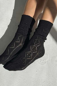Modal Eyelet Socks | Black