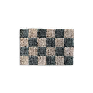 Bathroom: Jute Mat Green Checker