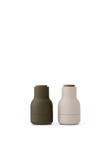 Kitchen: Audo Grinder Small - Hunting Green/ Beige w Walnut Lid