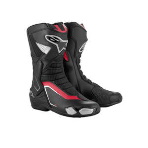 Motorcycle Road Boots: Alpinestars SMX-6 v3 Street Motorcycle Boots Black/Silver/Red