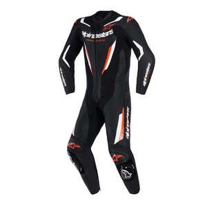 Alpinestars Gp Force V2 1 Pc Leather Motorcycle Race Suit - Black/White/Red Fluoro