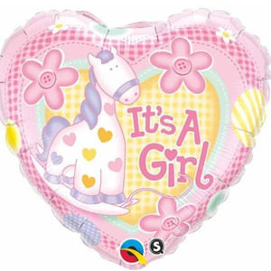 Products: It's A Girl Balloon - Rocking Horse