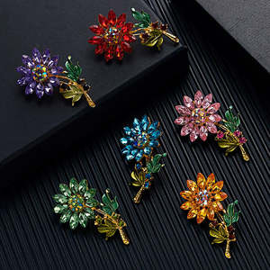 Analiese II Crystal Flower Brooch