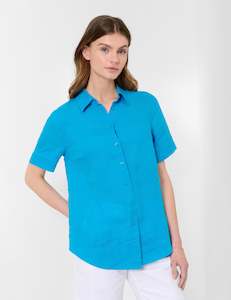 Products: Brax Vel Linen Shirt - Aqua