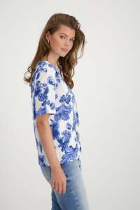 Monari New: Monari Blue Floral T-Shirt