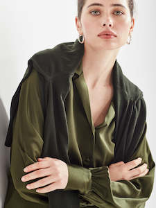 Sills: Sills Olive Alva Silk Shirt