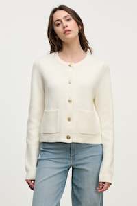 Knitwear: Velvet Milk Knit Jacket