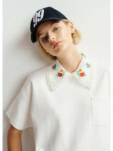 Essentiel Antwerp Off White Hideal Embroidered Polo