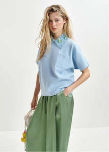 Essentiel Antwerp Blue Hideal Embroidered Polo