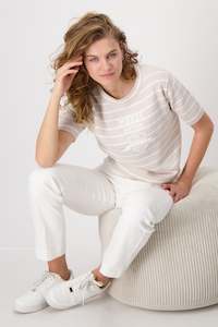 Monari Beige/White Knit Top