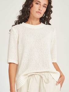 Knitwear: Caroline Sills Gaia Ivory Knit Tee