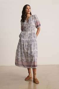 Velvet Cream Floral Print Dress